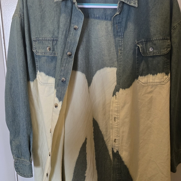 Papermoon Olive Bleached Button Down - Picture 8 of 9